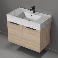 Floating Bathroom Vanity, Modern, 32 inch, Marble Style Sink